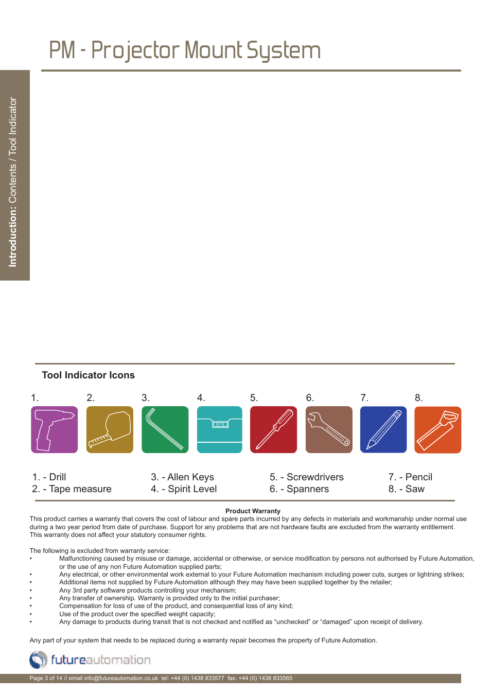 Pm - projector mount system | Future Automation PM User Manual | Page 4 / 16