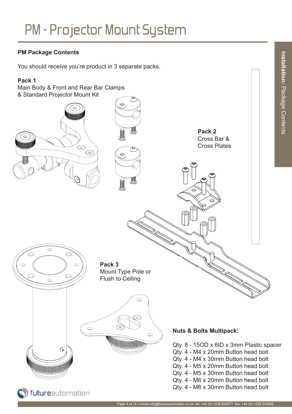 Pm - projector mount system | Future Automation PM User Manual | Page 5 / 16