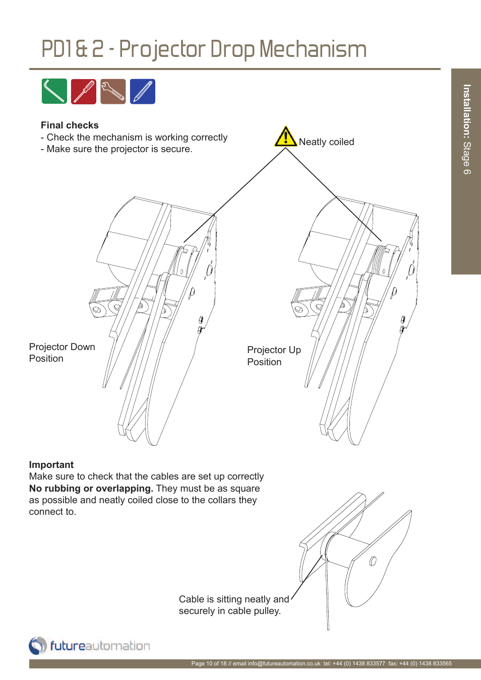 Pd1 & 2 - projector drop mechanism | Future Automation PD User Manual | Page 11 / 20