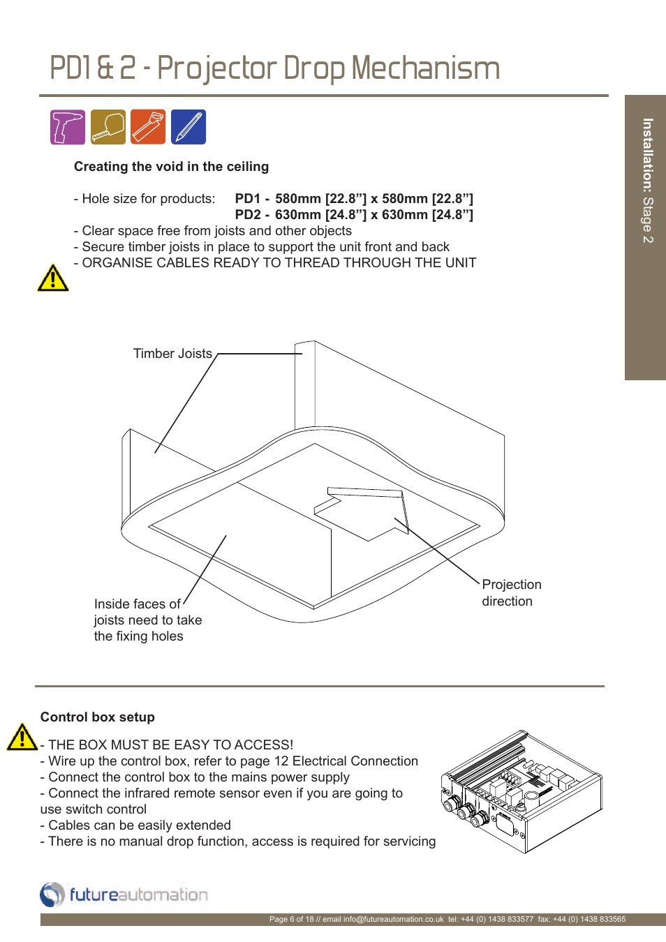 Pd1 & 2 - projector drop mechanism | Future Automation PD User Manual | Page 7 / 20