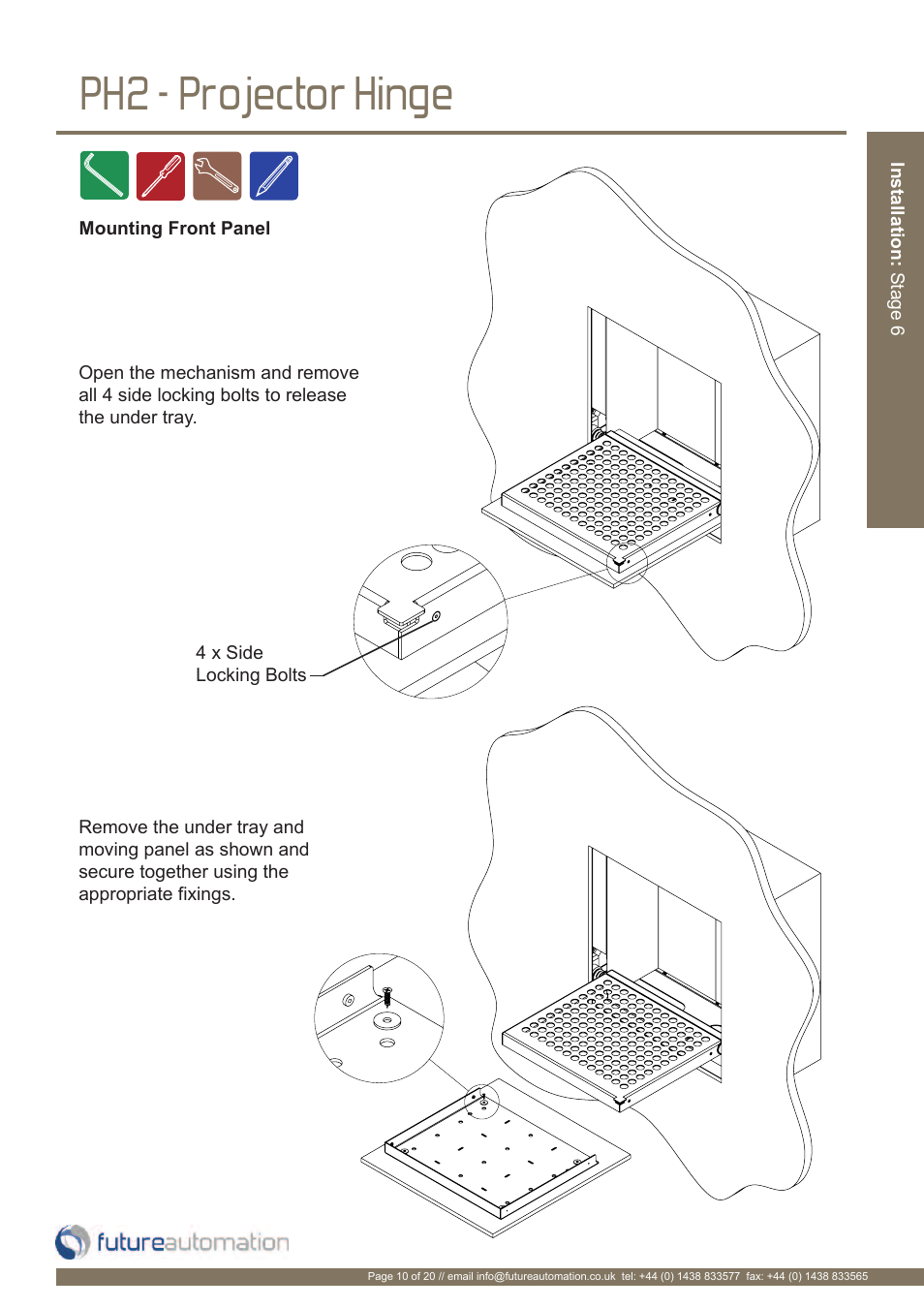 Ph2 - projector hinge | Future Automation PH User Manual | Page 11 / 22