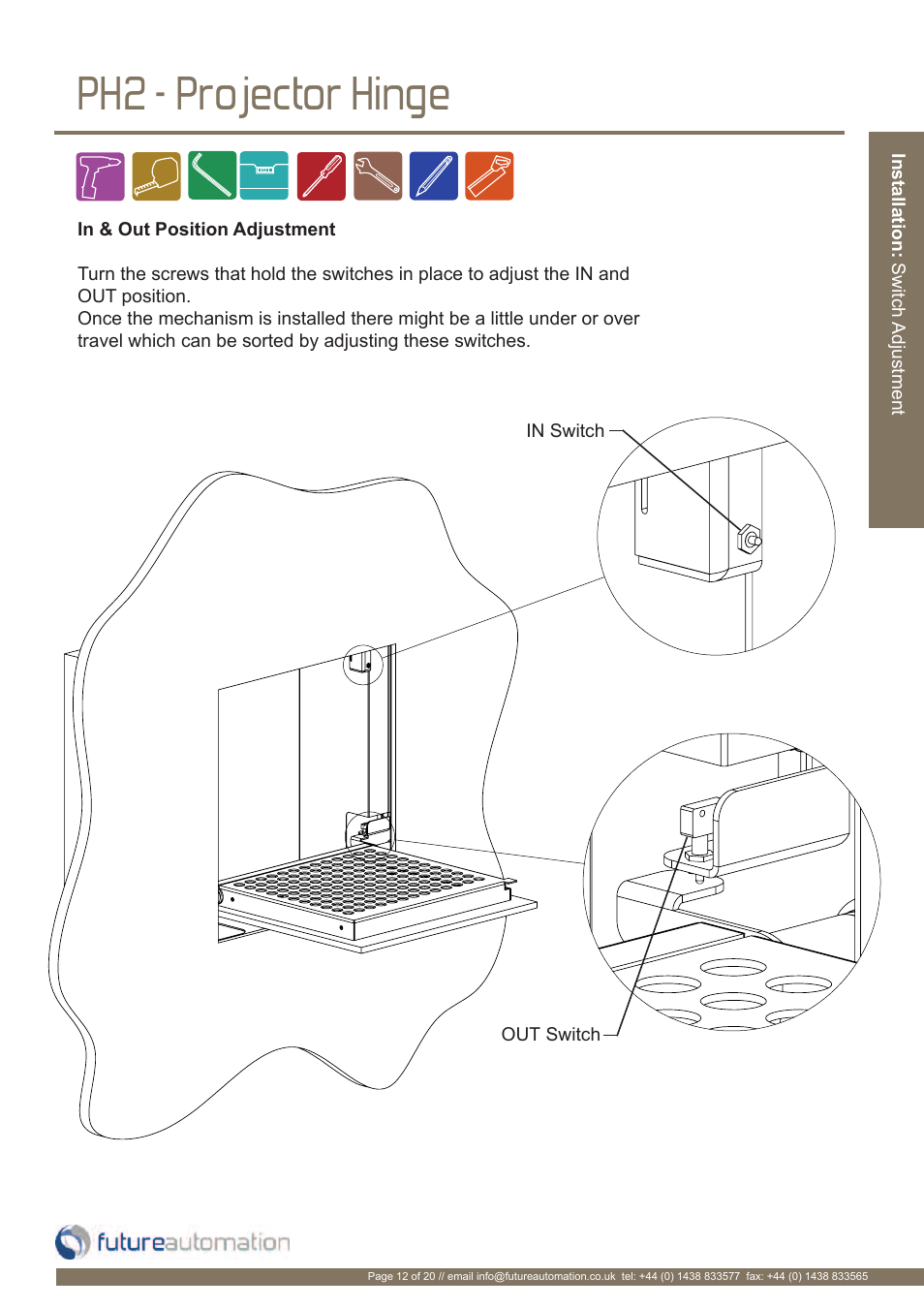 Ph2 - projector hinge | Future Automation PH User Manual | Page 13 / 22