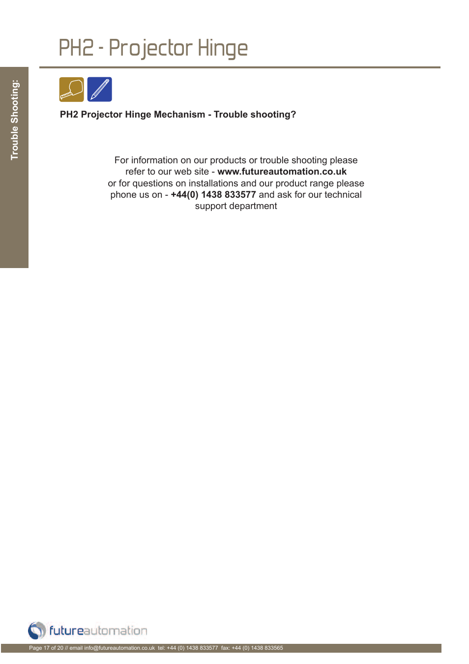 Ph2 - projector hinge | Future Automation PH User Manual | Page 18 / 22