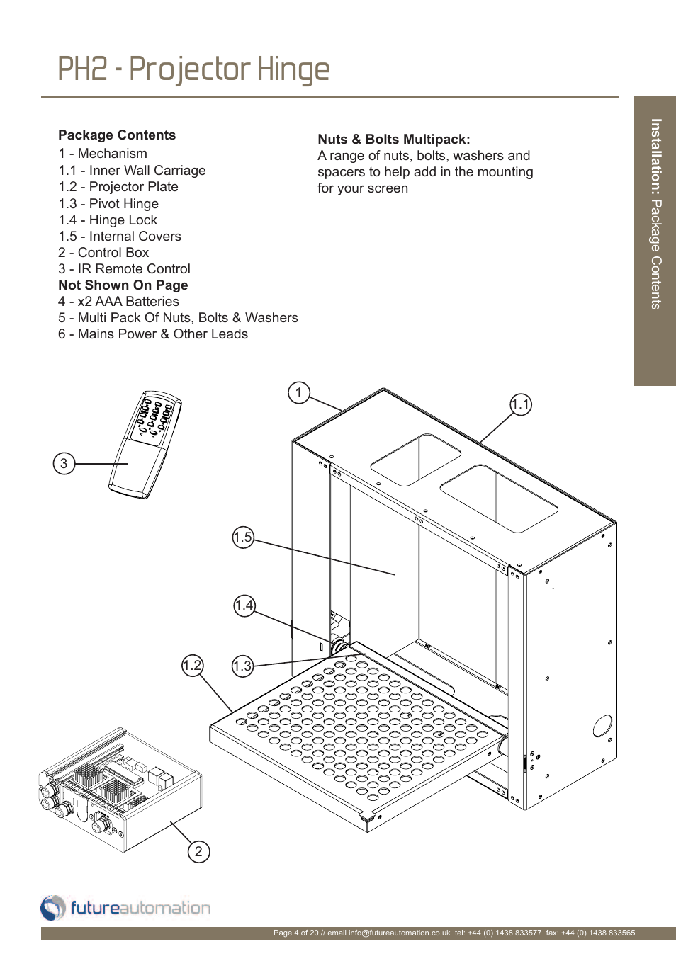 Ph2 - projector hinge | Future Automation PH User Manual | Page 5 / 22