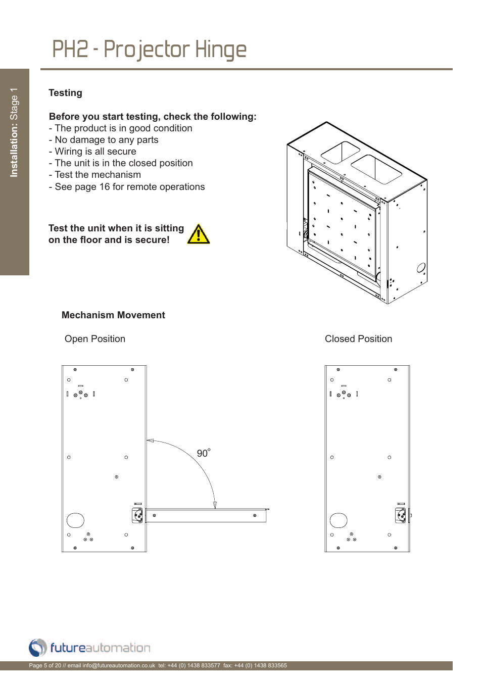 Ph2 - projector hinge | Future Automation PH User Manual | Page 6 / 22