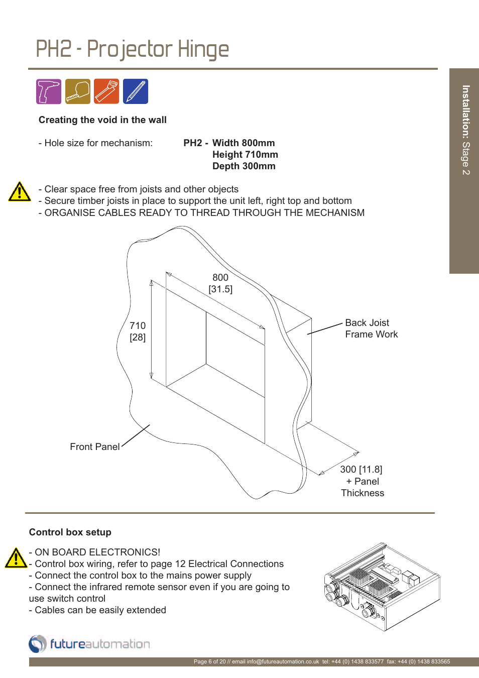 Ph2 - projector hinge | Future Automation PH User Manual | Page 7 / 22