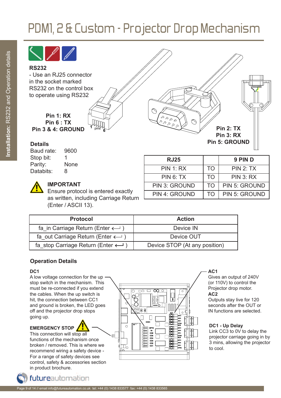 Pdm1, 2 & custom - projector drop mechanism | Future Automation PDM User Manual | Page 10 / 16