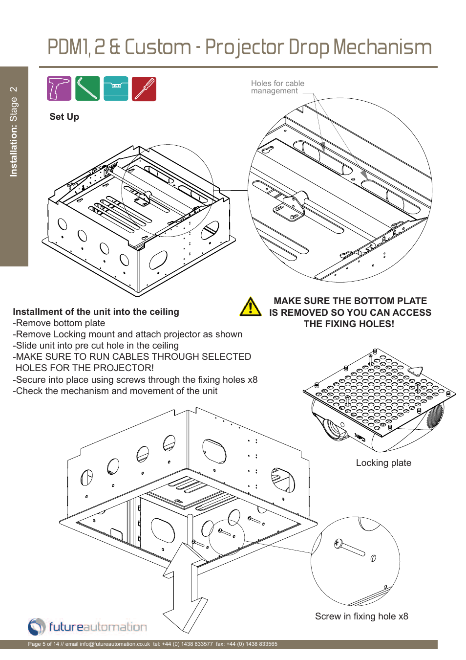 Pdm1, 2 & custom - projector drop mechanism | Future Automation PDM User Manual | Page 6 / 16