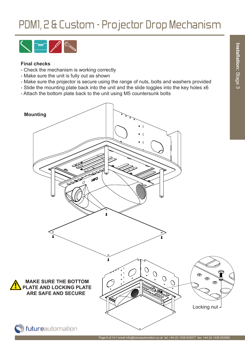 Pdm1, 2 & custom - projector drop mechanism | Future Automation PDM User Manual | Page 7 / 16