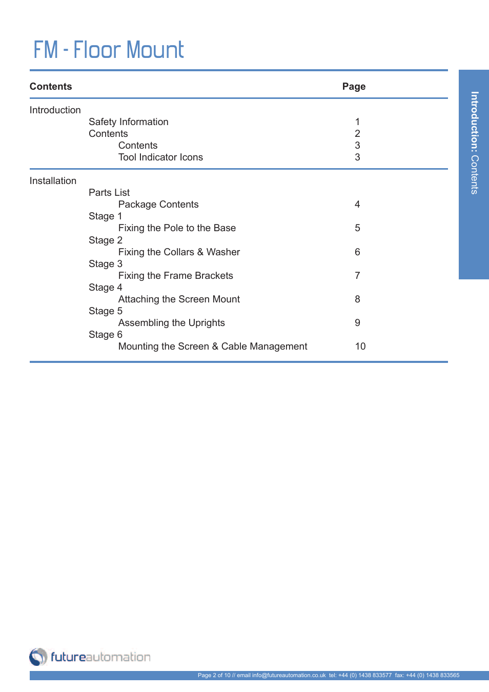 Fm - floor mount | Future Automation FM User Manual | Page 3 / 12