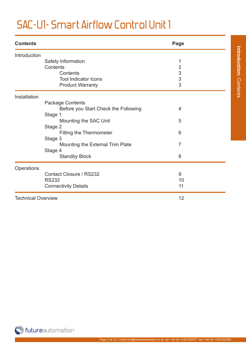 Sac-u1- smart airflow control unit 1 | Future Automation SAC-U1 User Manual | Page 3 / 14
