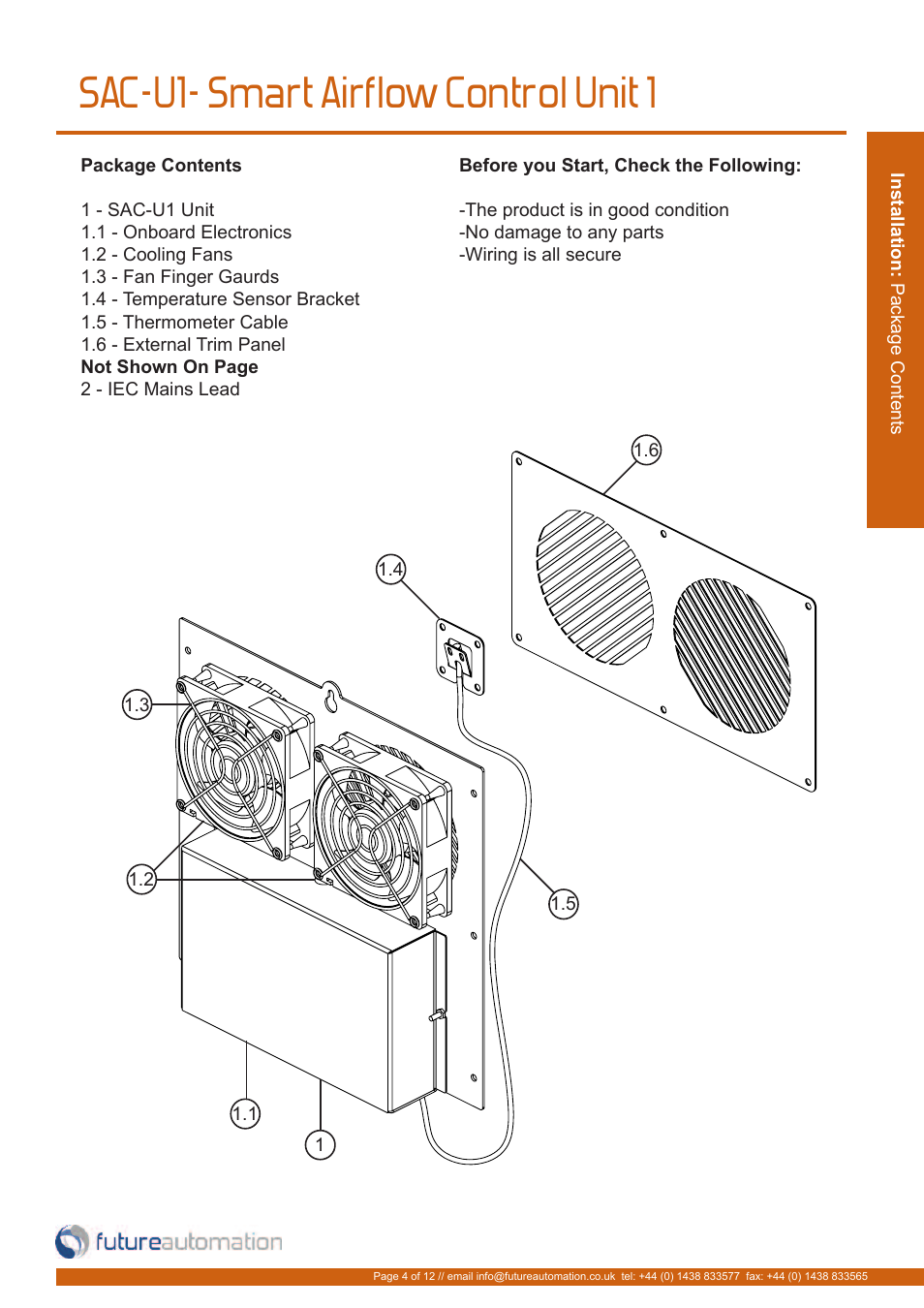 Sac-u1- smart airflow control unit 1 | Future Automation SAC-U1 User Manual | Page 5 / 14