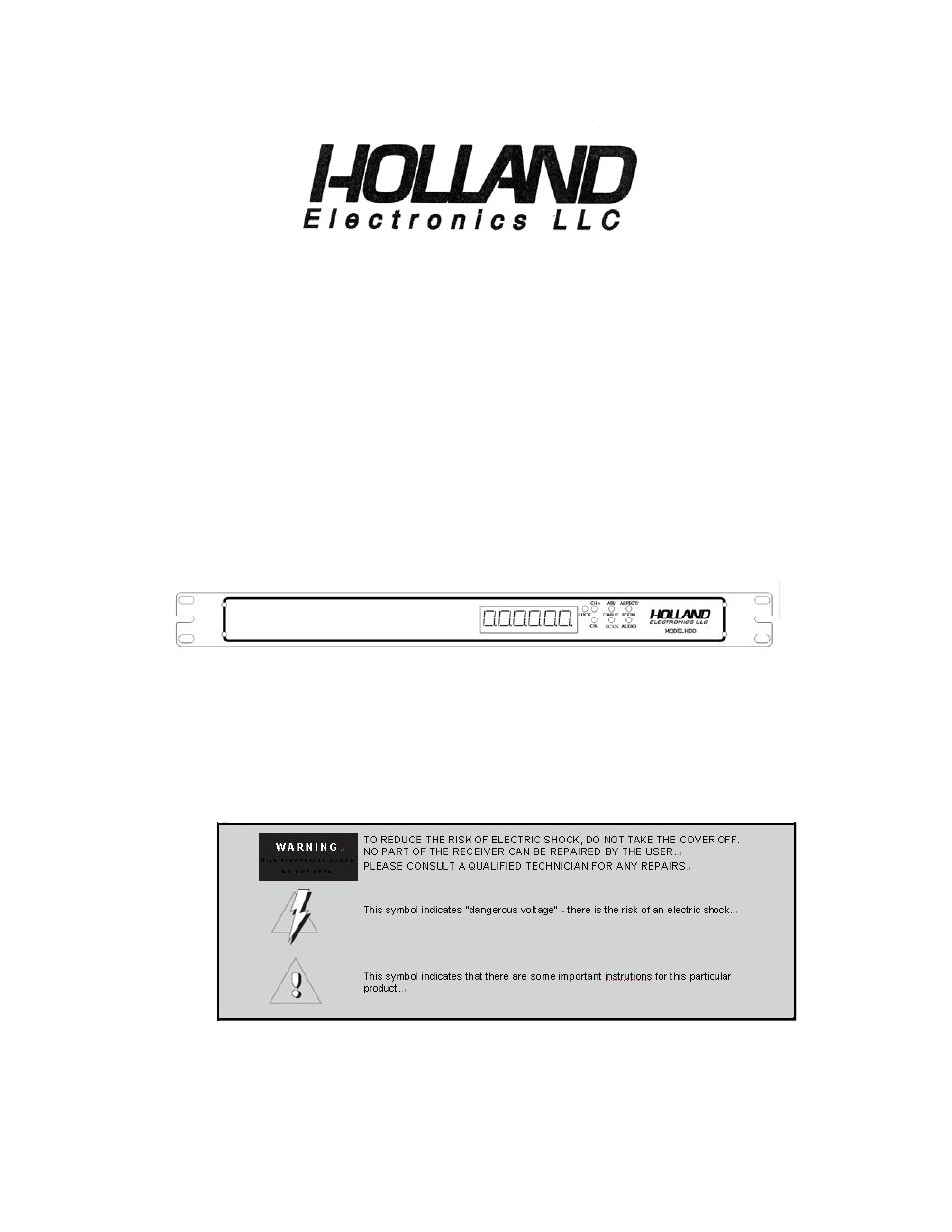 Holland Electronics HDD-1U User Manual | 7 pages