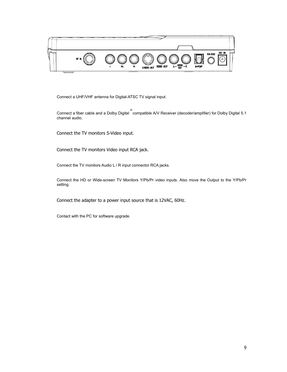 Rear panel jacks | Holland Electronics HDTV-ST2 User Manual | Page 10 / 37