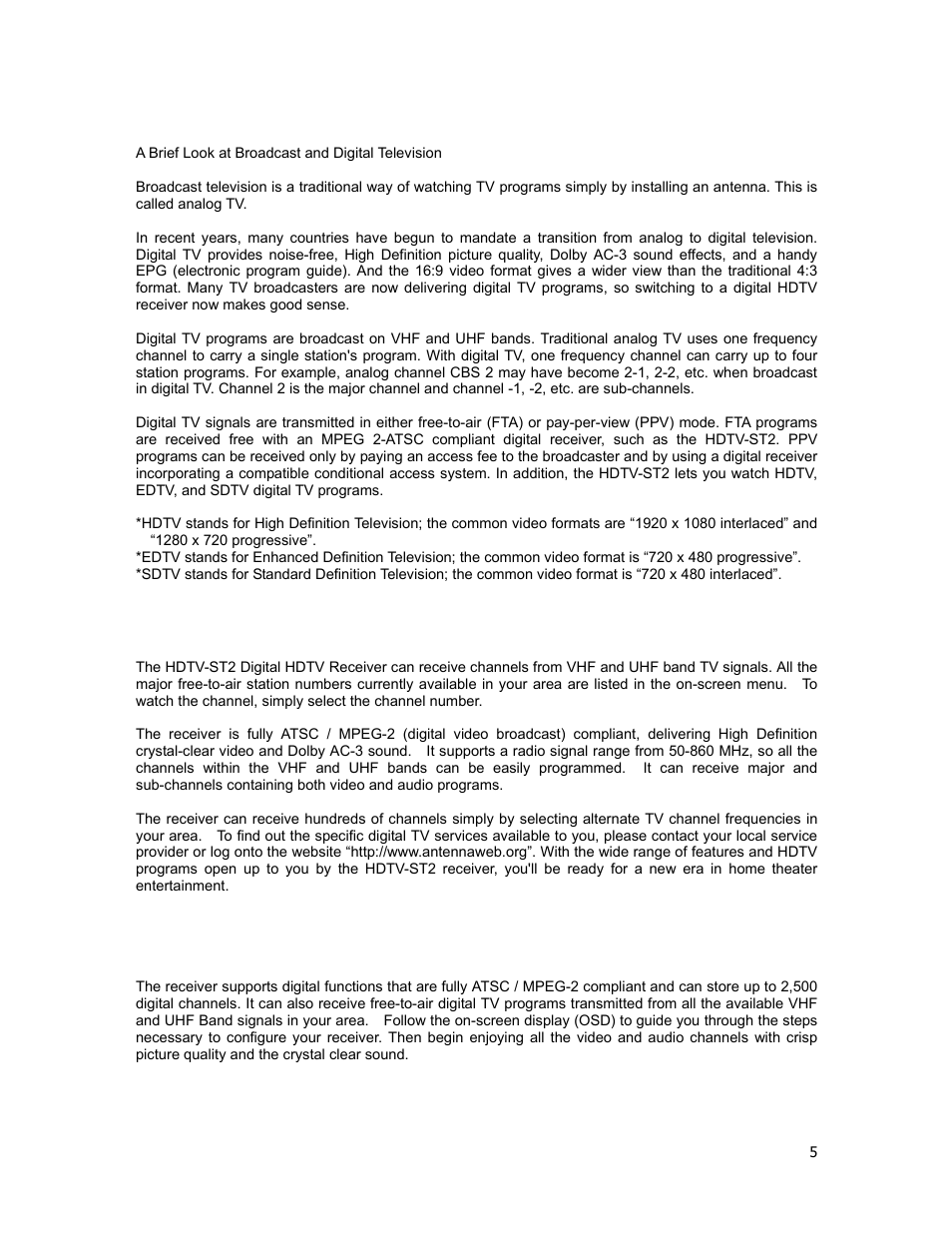 Introduction | Holland Electronics HDTV-ST2 User Manual | Page 6 / 37