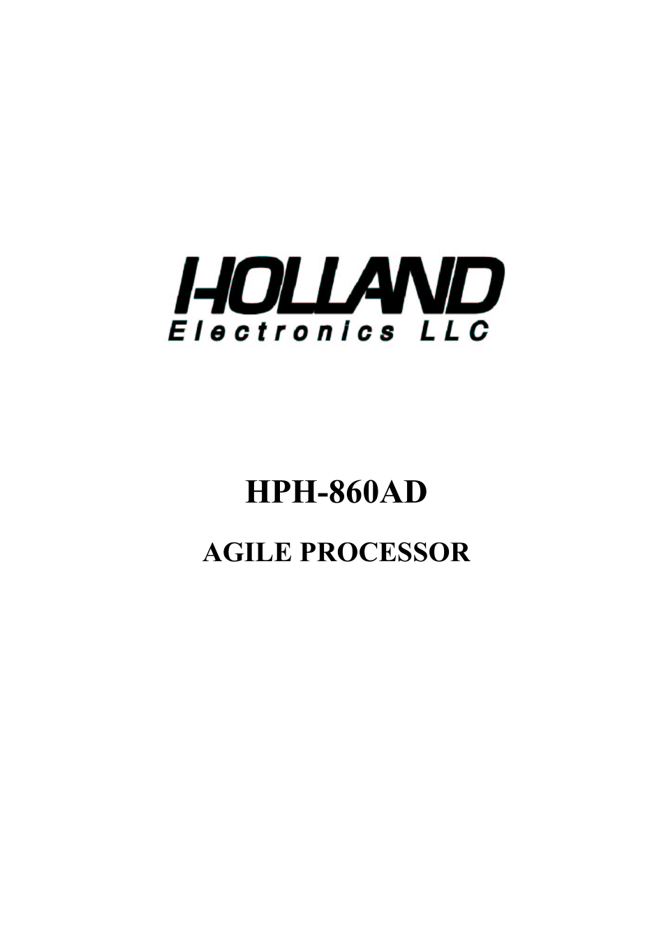 Holland Electronics HPH 860AD User Manual | 6 pages