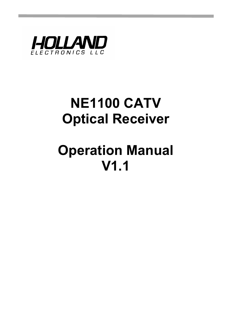 Holland Electronics NE 1100 User Manual | 28 pages