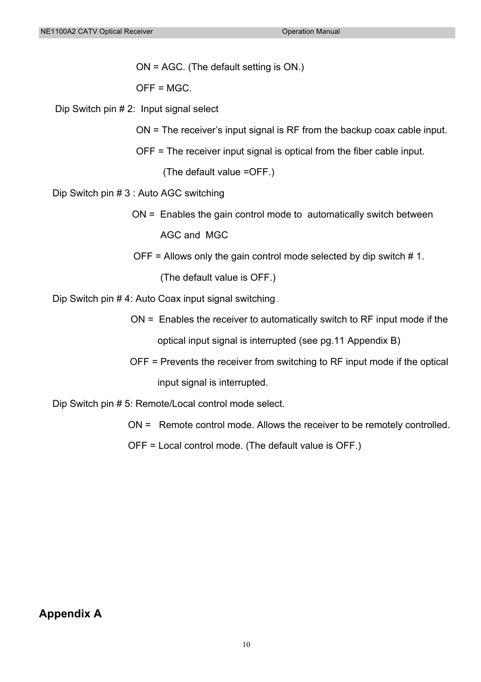 Appendix a | Holland Electronics NE 1100 User Manual | Page 10 / 28