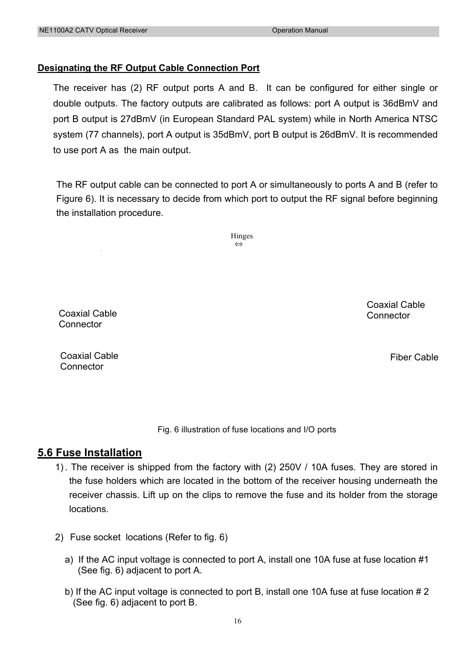 6 fuse installation | Holland Electronics NE 1100 User Manual | Page 16 / 28