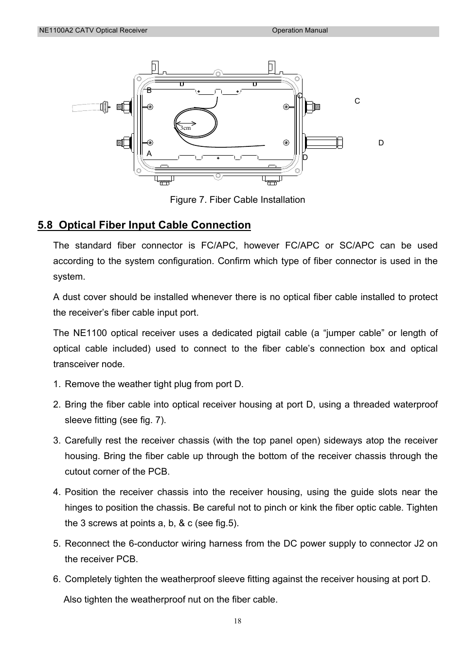 8 optical fiber input cable connection | Holland Electronics NE 1100 User Manual | Page 18 / 28