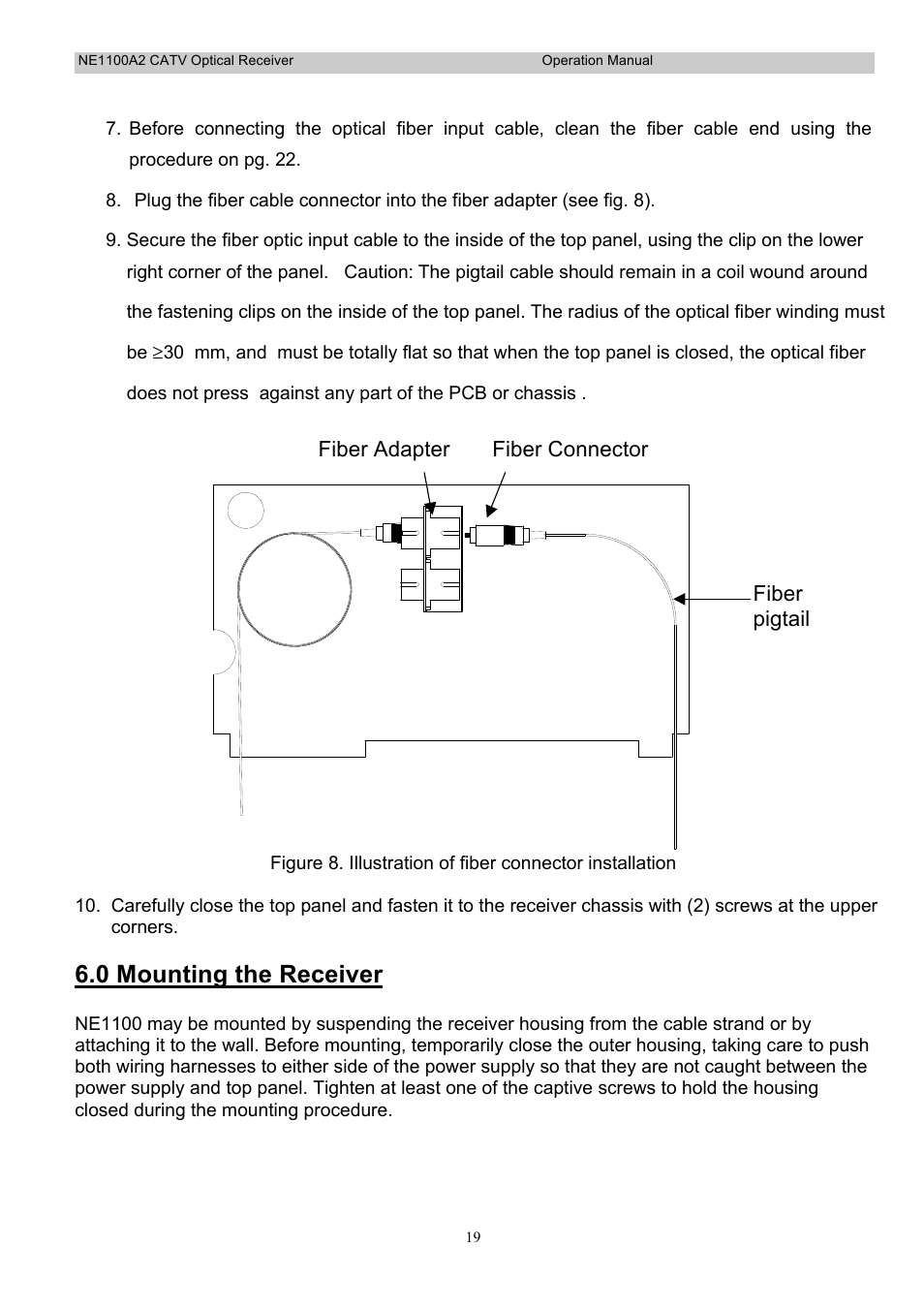 0 mounting the receiver | Holland Electronics NE 1100 User Manual | Page 19 / 28