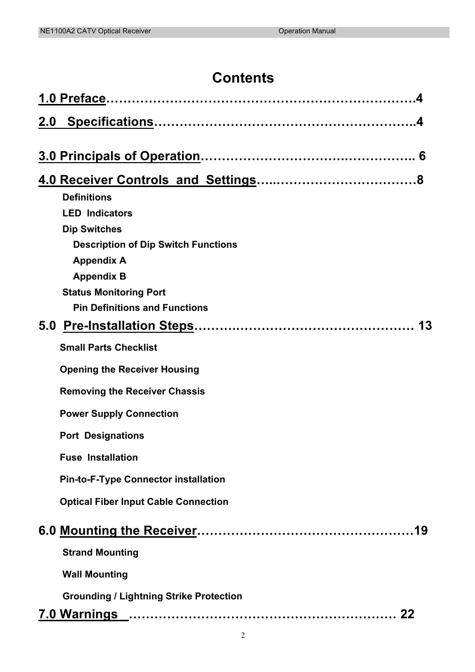 Holland Electronics NE 1100 User Manual | Page 2 / 28
