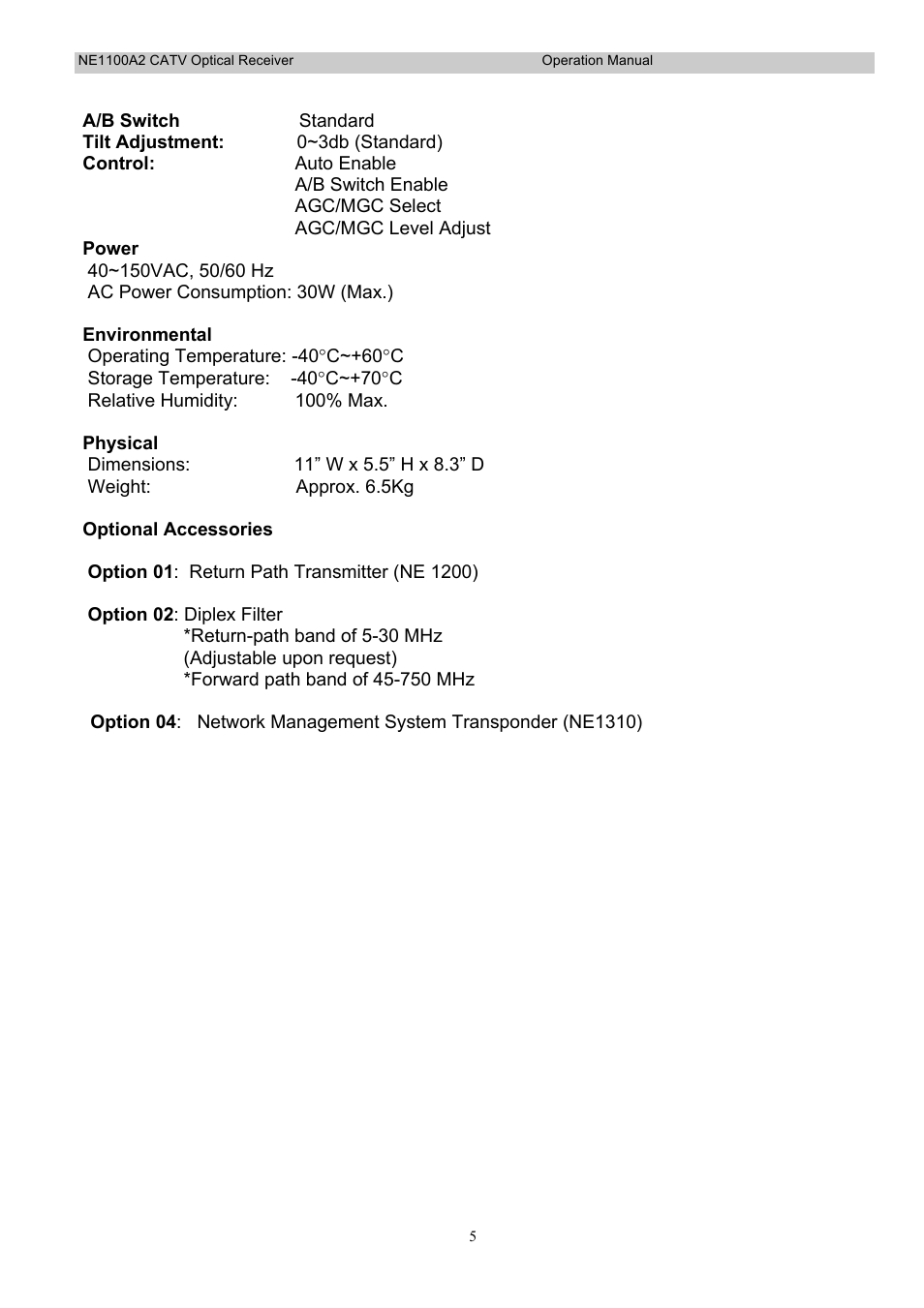 Holland Electronics NE 1100 User Manual | Page 5 / 28