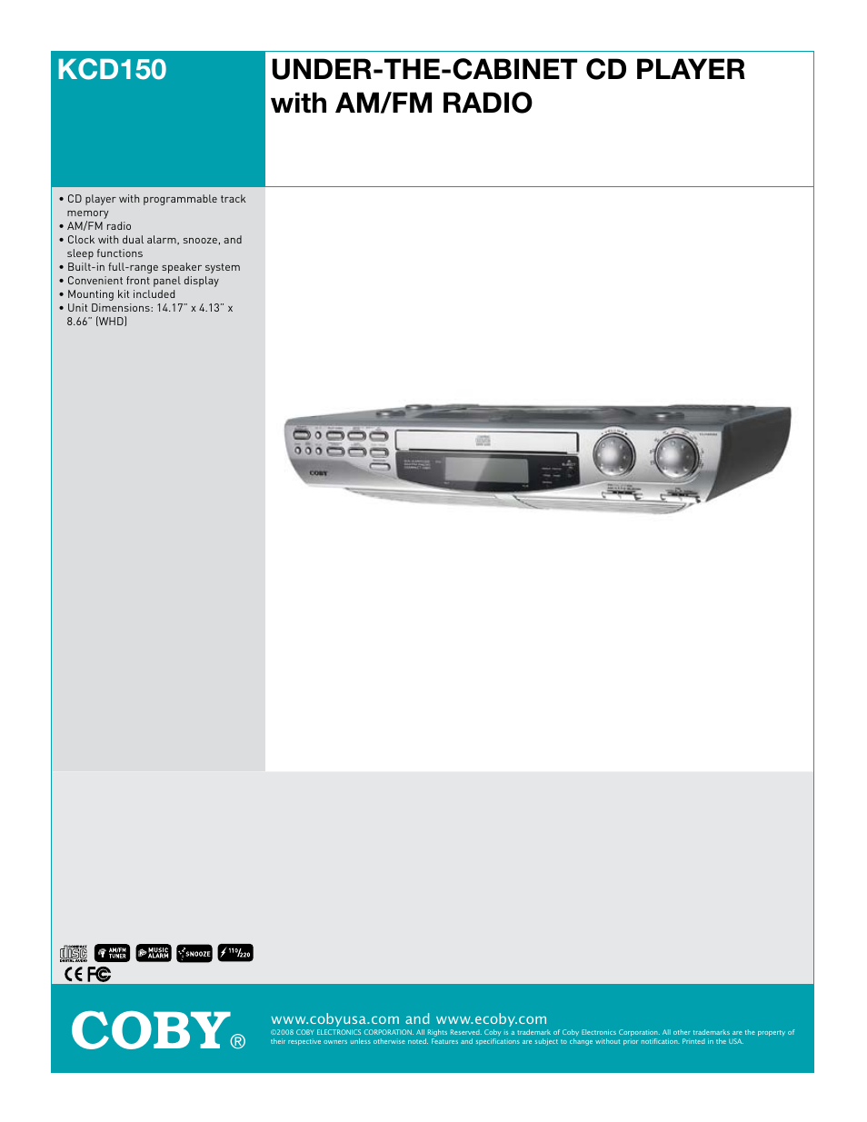 COBY KCD150 User Manual | 1 page