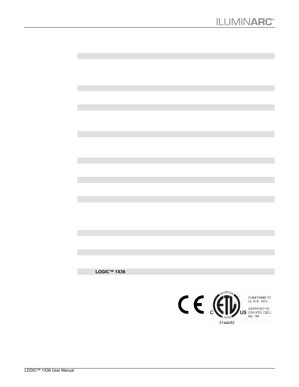 Technical specifications, Technical information | ILUMINARC LΩGIC™ 1X36 User Manual | Page 32 / 33