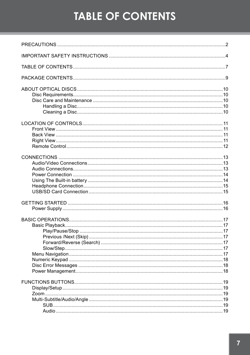 COBY electronic TF-DVD7309 User Manual | Page 7 / 26