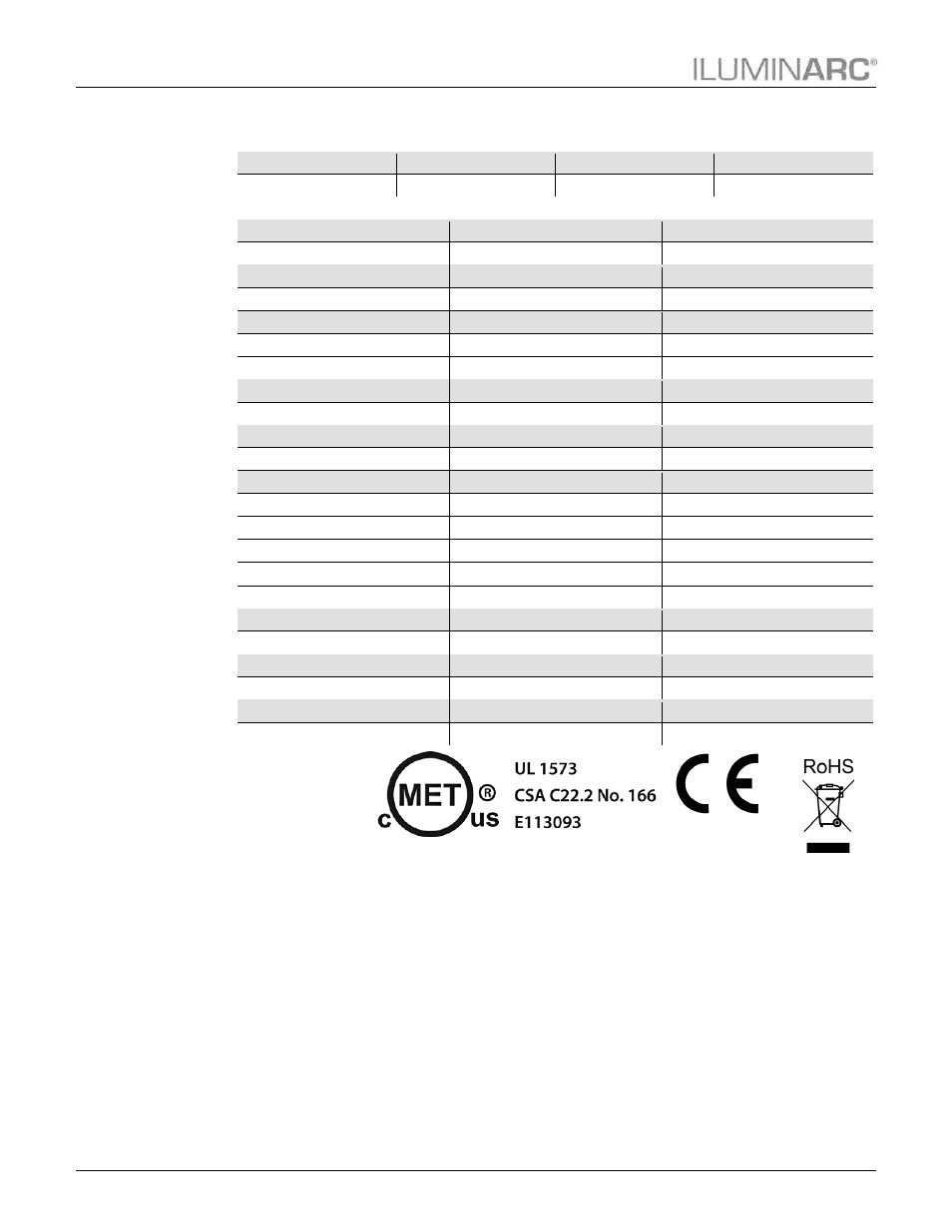Technical specifications, Technical, Specifications | ILUMINARC Colorist™ Line 12Qa User Manual | Page 26 / 27