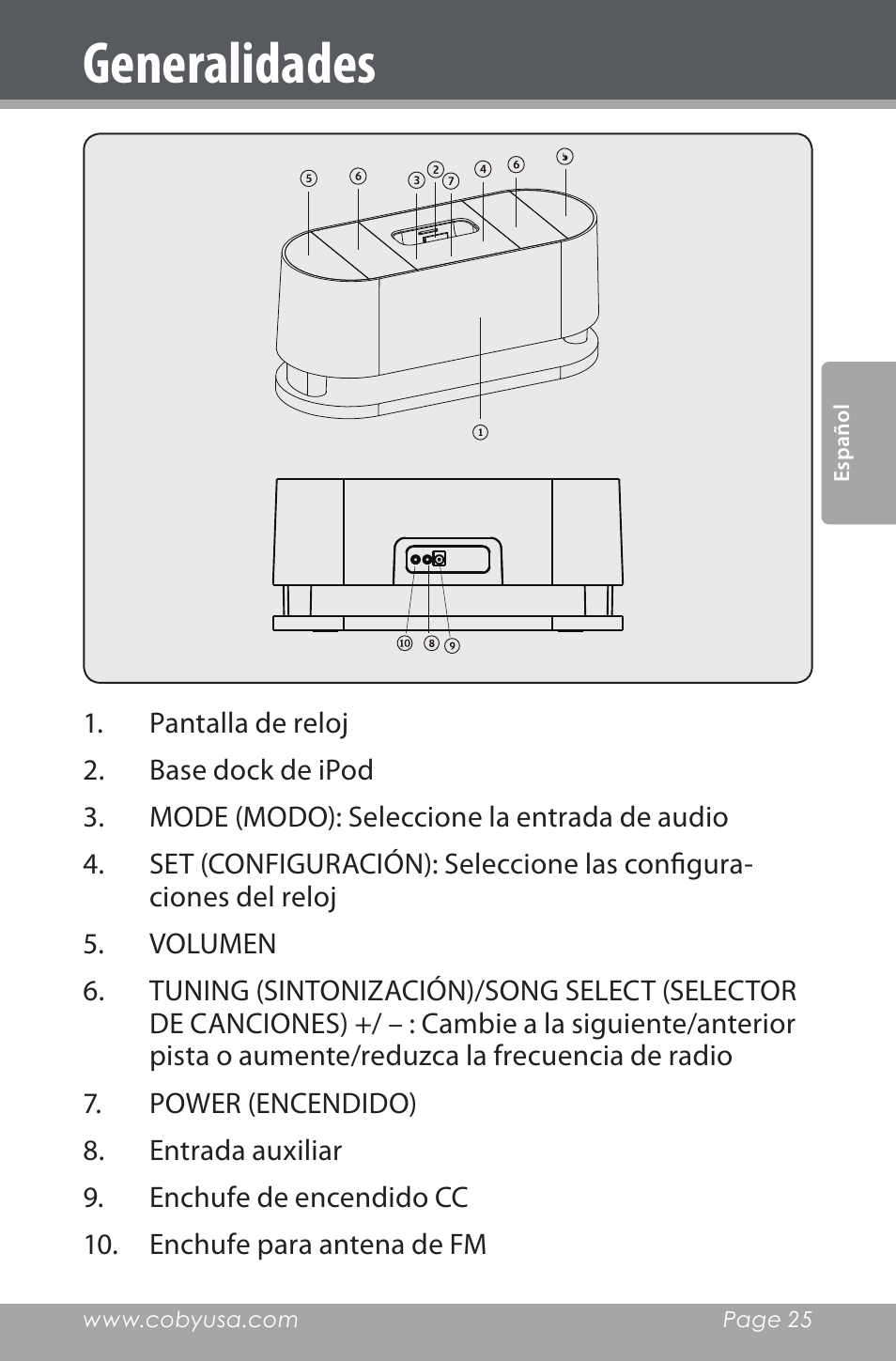 Generalidades | COBY electronic CSMP162 User Manual | Page 25 / 68