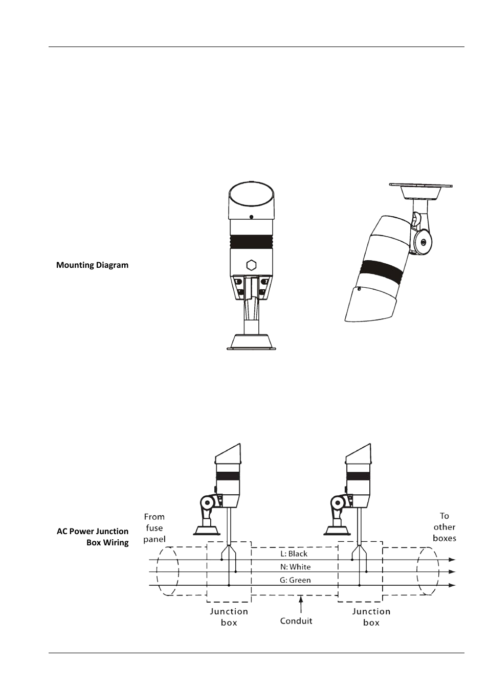 Mounting, Ac power, Power wiring | ILUMINARC Ilumipod™ 7 IP User Manual | Page 3 / 4