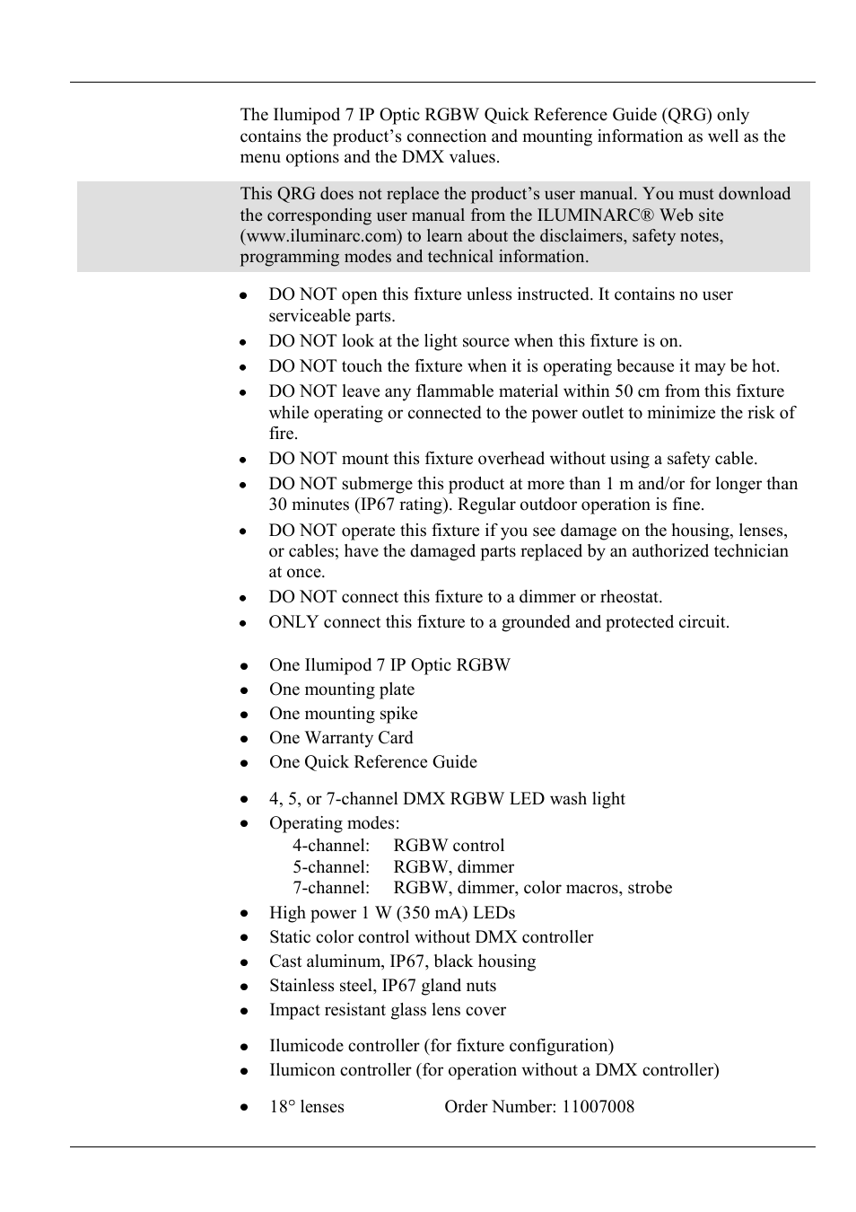 About this guide, Disclaimer, What is included | Features, Options, Ordering | ILUMINARC Ilumipod™ 7 IP User Manual | Page 2 / 8