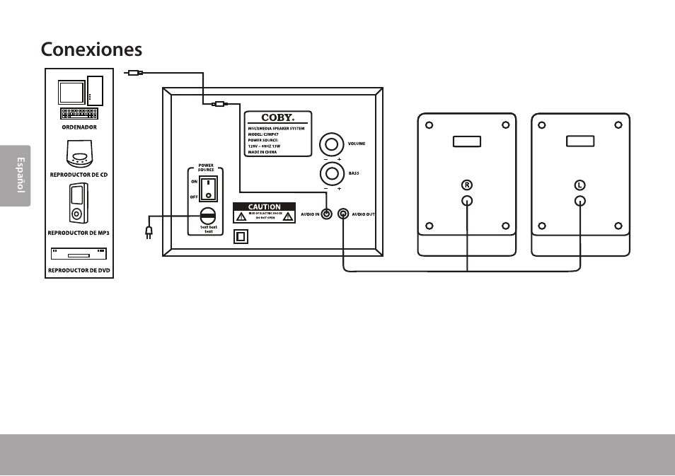 Conexiones | COBY electronic CSMP67 User Manual | Page 18 / 41