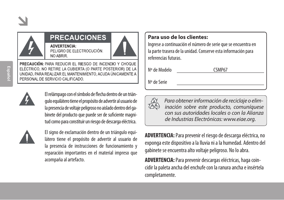 Avisos de seguirdad | COBY electronic CSMP67 User Manual | Page 22 / 41