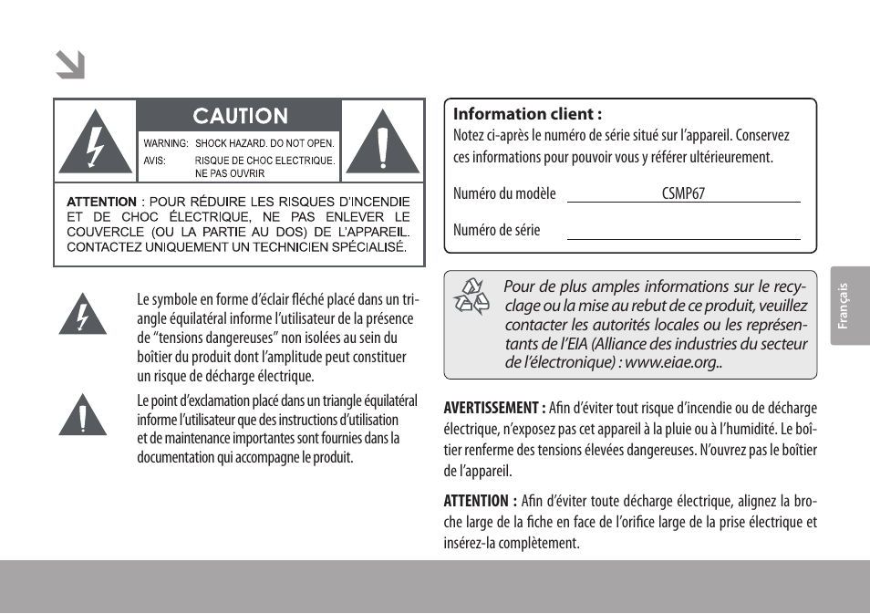 Notices de sûreté | COBY electronic CSMP67 User Manual | Page 35 / 41