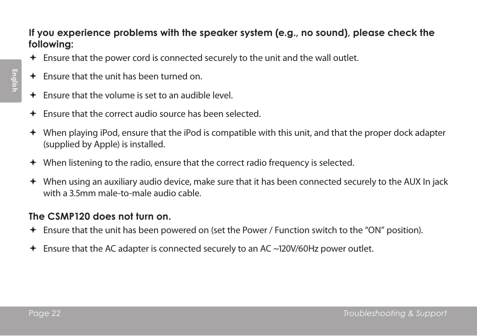 COBY electronic CSMP120 User Manual | Page 22 / 72