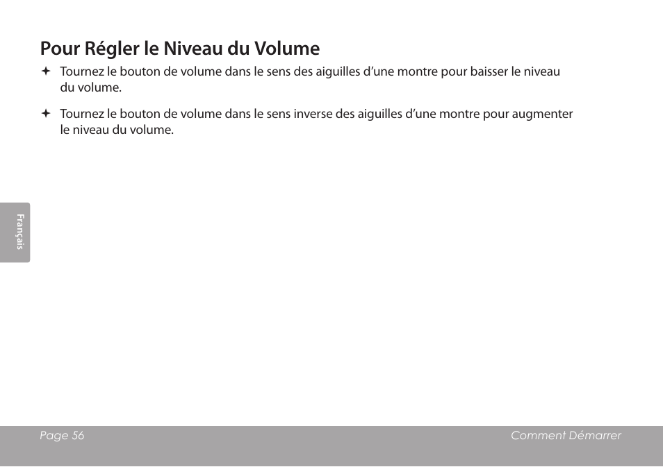 Pour régler le niveau du volume | COBY electronic CSMP120 User Manual | Page 56 / 72