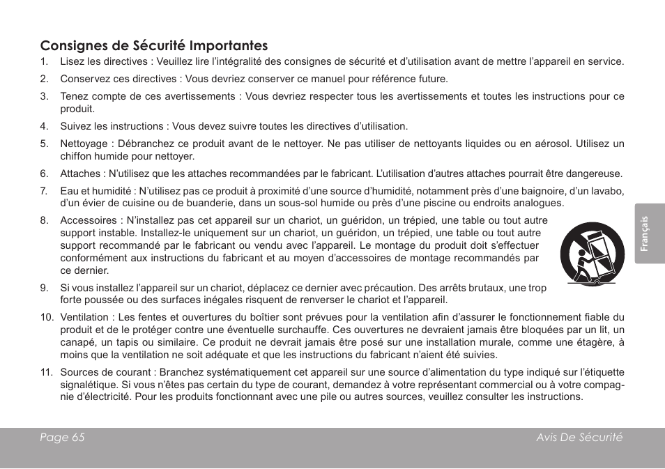 Consignes de sécurité importantes | COBY electronic CSMP120 User Manual | Page 65 / 72