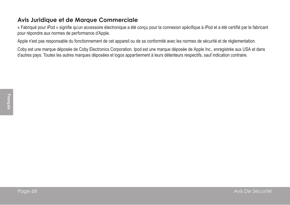 COBY electronic CSMP120 User Manual | Page 68 / 72