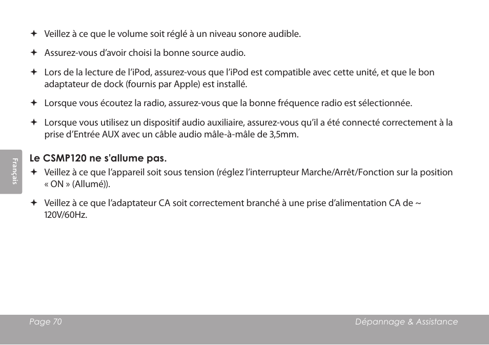 COBY electronic CSMP120 User Manual | Page 70 / 72