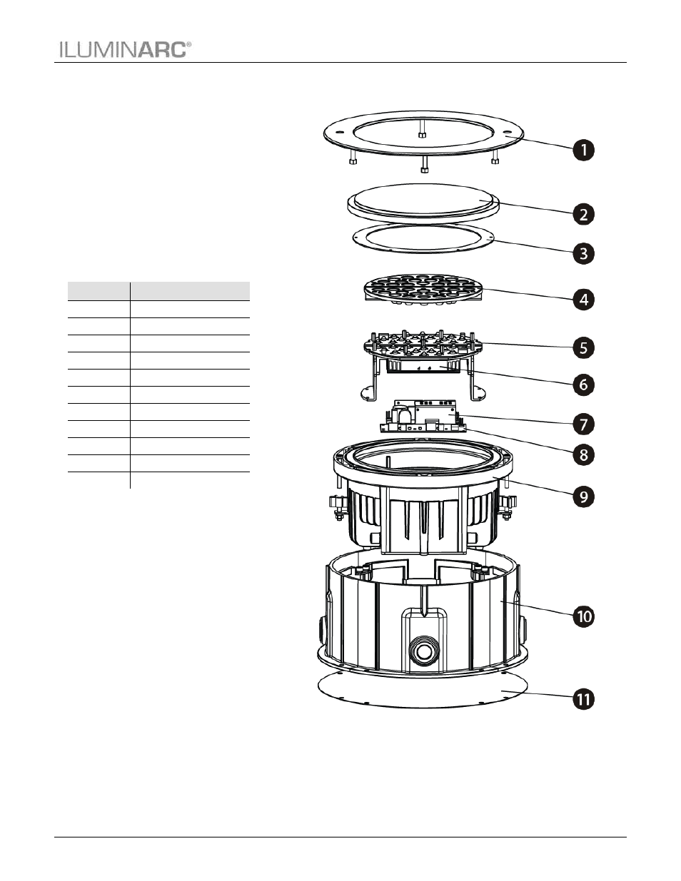 Exploded view, Technical information | ILUMINARC Ilumipod™ Inground Tri-12 IP User Manual | Page 23 / 34