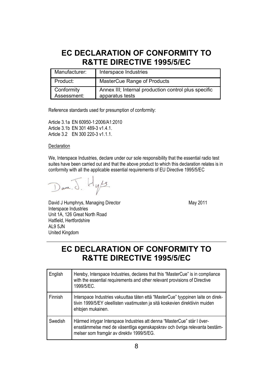 Interspace Industries MasterCue V6 System User Manual | Page 8 / 16