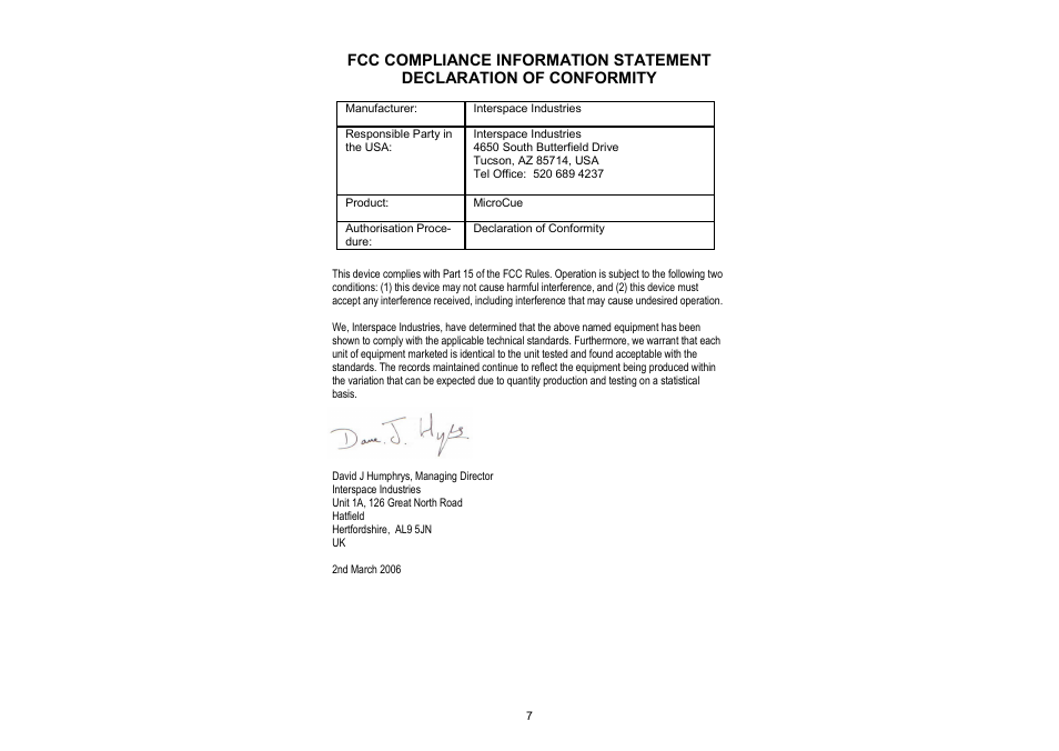Interspace Industries MicroCue2 User Manual | Page 7 / 16