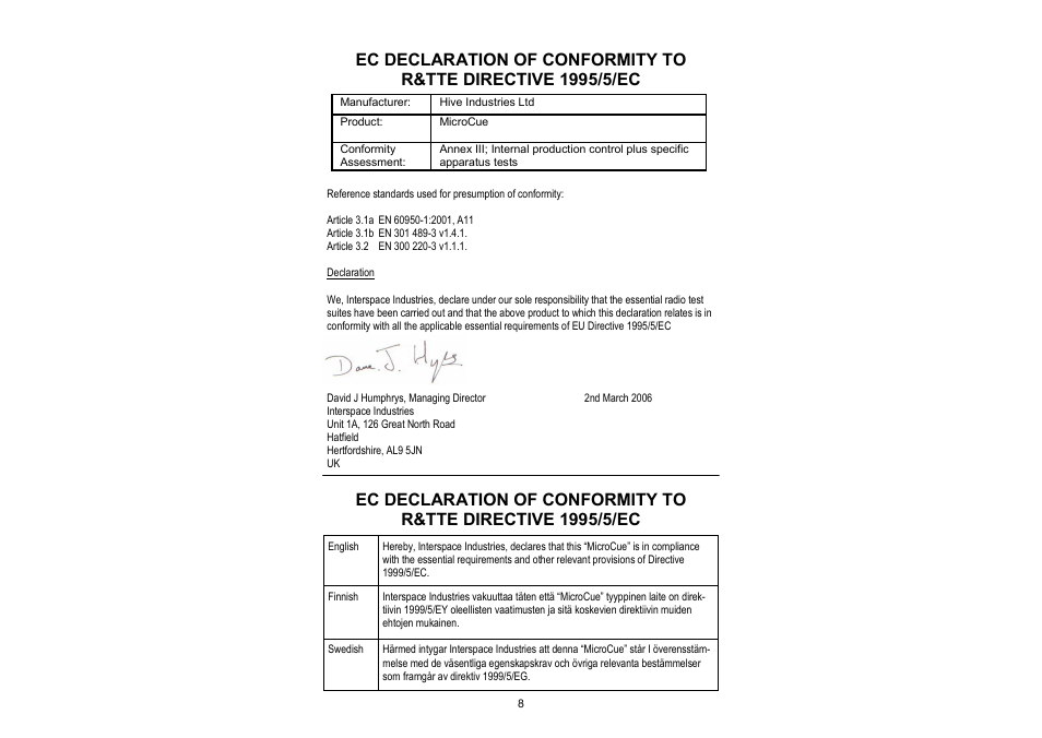 Interspace Industries MicroCue2 User Manual | Page 8 / 16