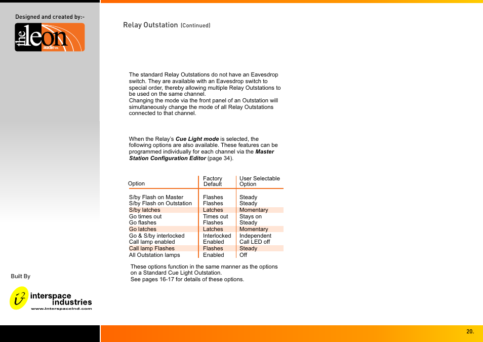 Interspace Industries TheatreCue 16 Way V4 System - 16 Outstations User Manual | Page 20 / 50