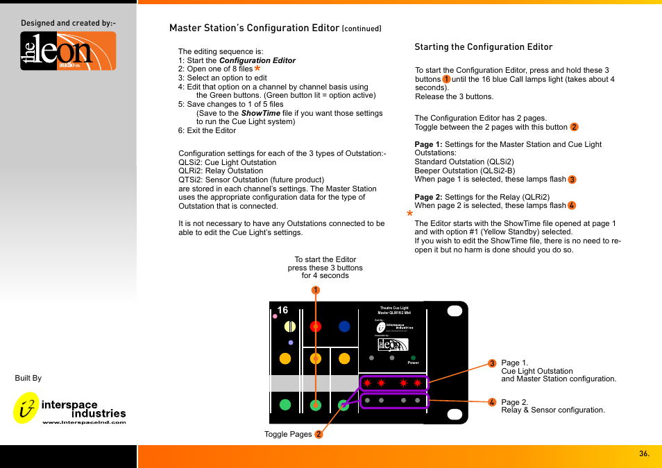Master station’s configuration editor | Interspace Industries TheatreCue 16 Way V4 System - 16 Outstations User Manual | Page 36 / 50