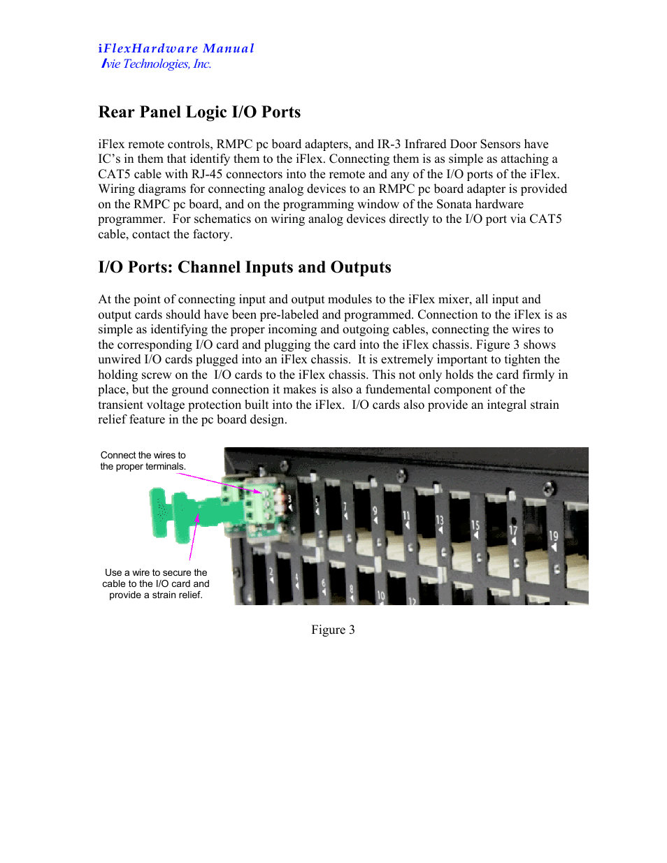 Rear panel logic i/o ports, I/o ports: channel inputs and outputs | Ivie iFlex 2400 Series User Manual | Page 5 / 6