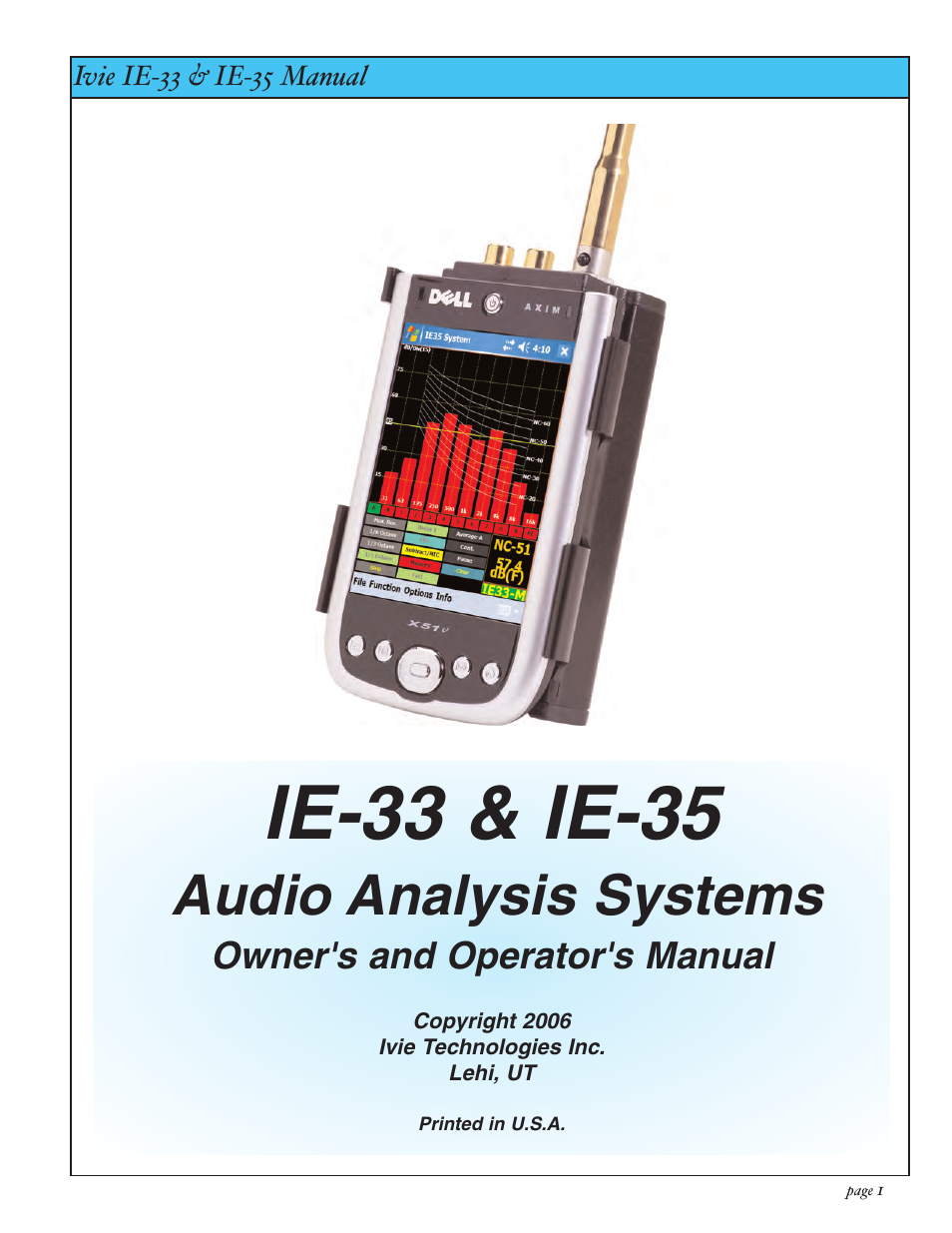 Ivie IE-35 RTA - Real Time Analysis User Manual | 51 pages